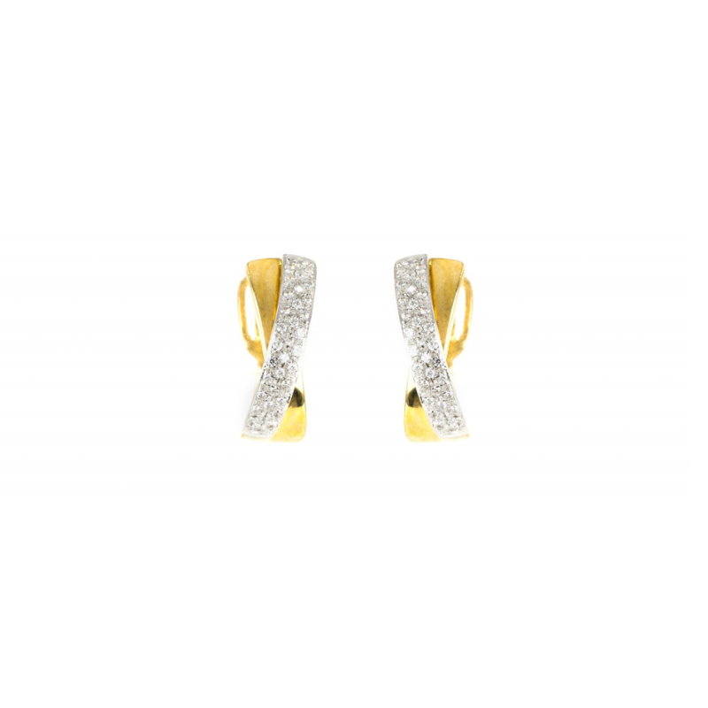 Brincos bicolor pedras ouro 800
