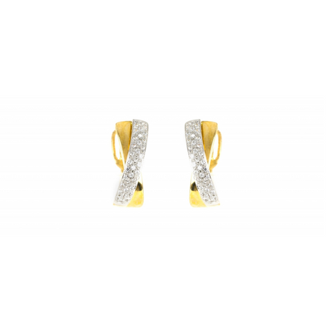 Brincos bicolor pedras ouro 800