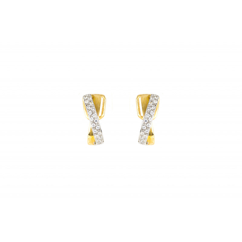 Brincos bicolor pedras ouro 800