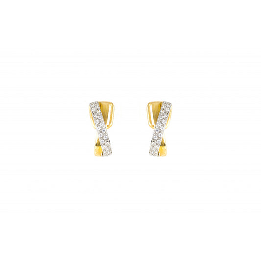 Brincos bicolor pedras ouro 800