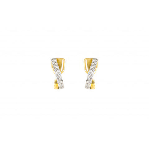 Brincos bicolor pedras ouro 800