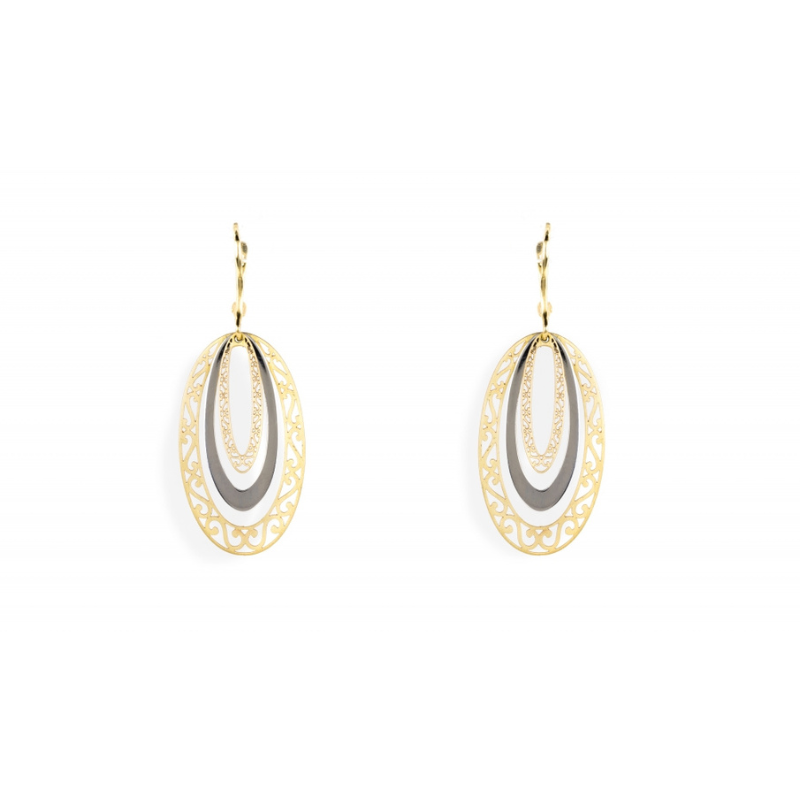 Brincos bicolor ouro 800