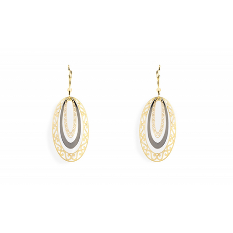 Brincos bicolor ouro 800