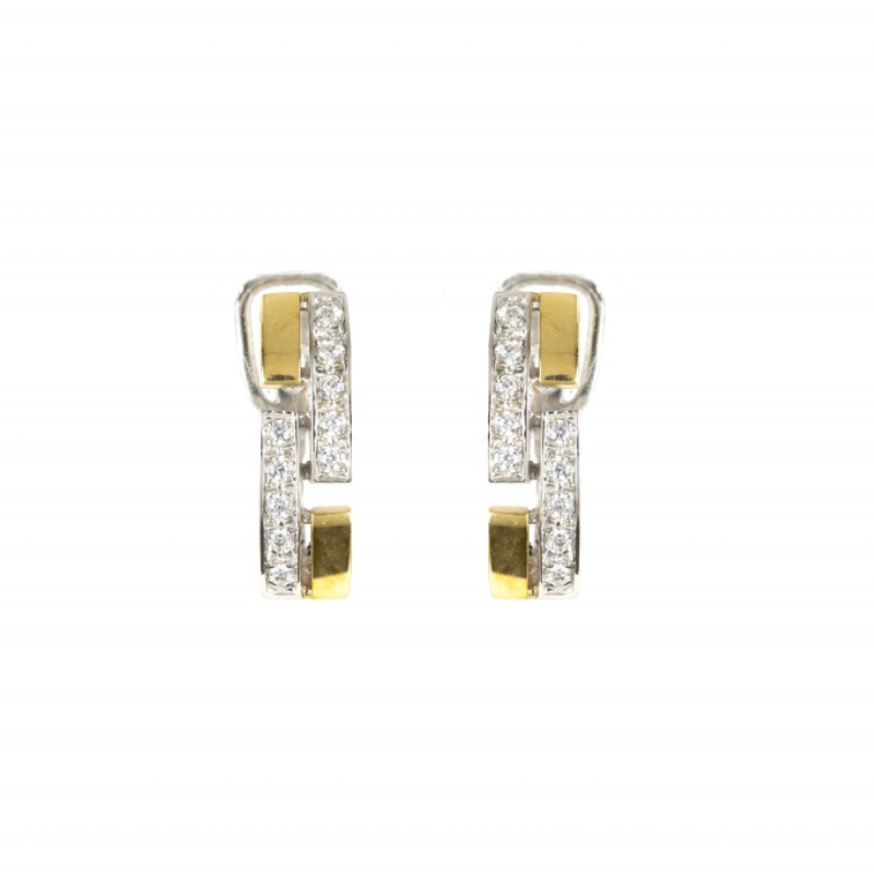 Brincos bicolores pedras ouro 800 OOBR005445A
