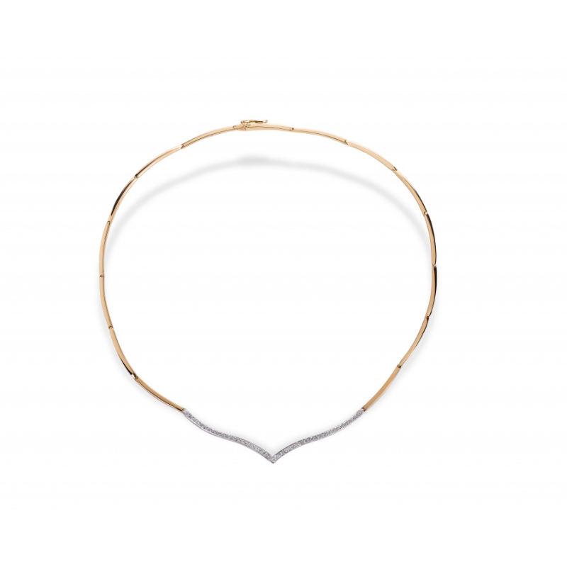 Colar bicolor pedras ouro 800
