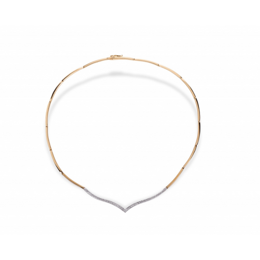 Colar bicolor pedras ouro 800