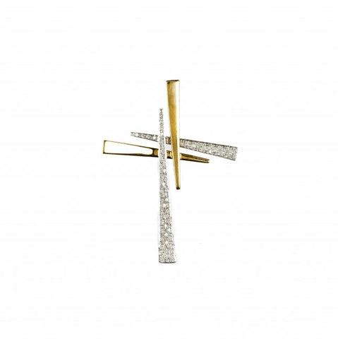 Cruz bicolor pedras ouro 800 OOCR004670A