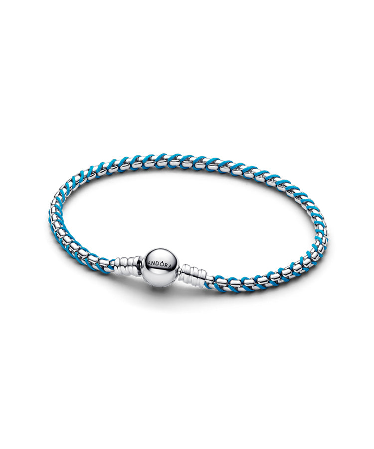 Pulseira Pandora Malha Snake Cordão Azul