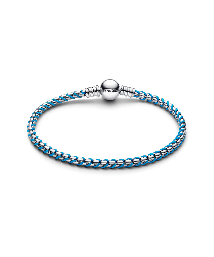 Pulseira Pandora Malha Snake Cordão Azul