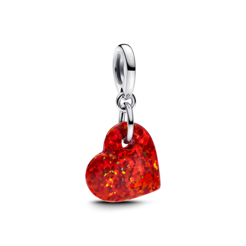 Conta Pandora Coração Vermelho Opalescente