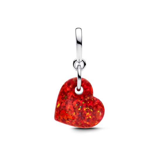 Conta Pandora Coração Vermelho Opalescente