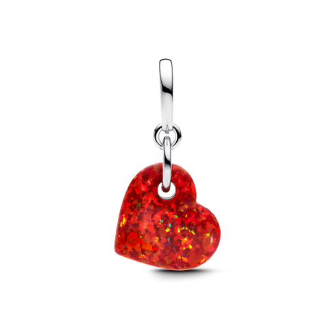 Conta Pandora Coração Vermelho Opalescente