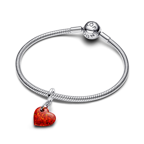 Conta Pandora Coração Vermelho Opalescente