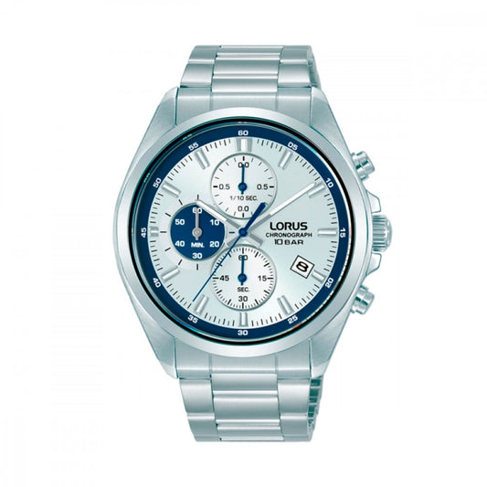 Relógio Lorus Sports Crono Prateado Subm. Azul