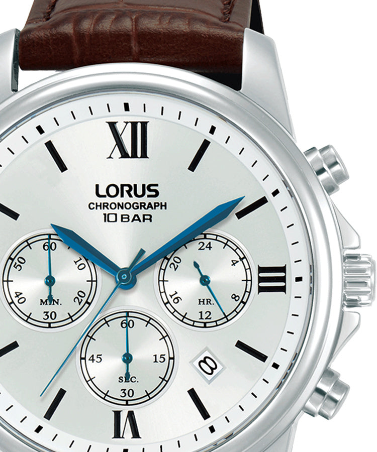 Relógio Lorus Man Classic Crono Núm. Romana Prat. Pele