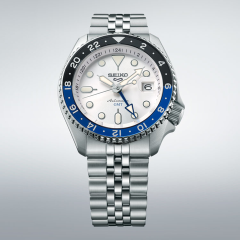 Relógio Seiko 5 Sports Série SKX GMT 4R34 Azul&Branco