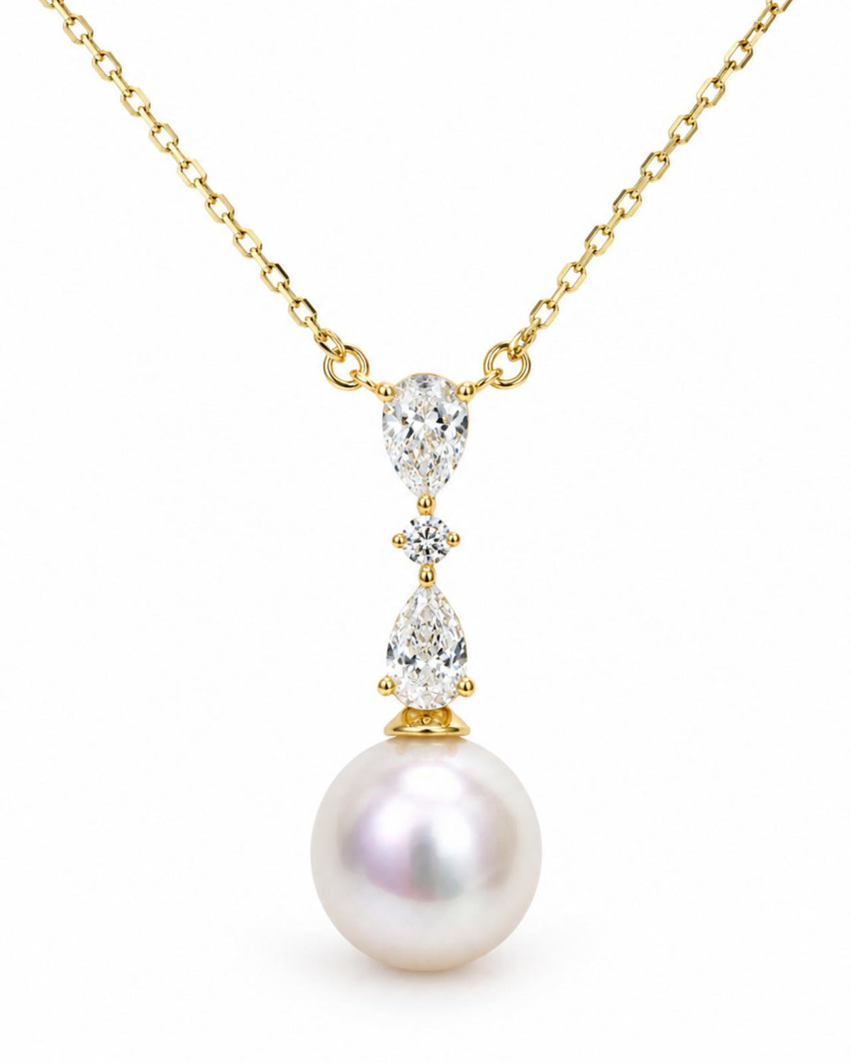 Colar ouro 800, pérola e diamantes naturais