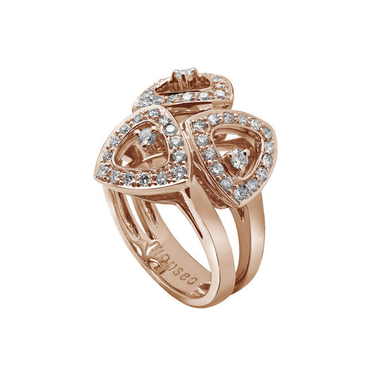 Anel Monseo Rose Triangle 003 Ouro e Diamantes