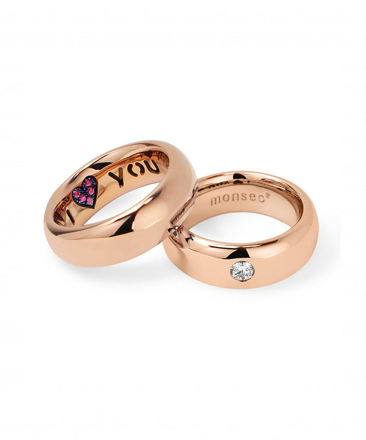 Anel Monseo I Love You Ouro e Rubis