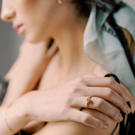 Anel Monseo Solitaire Ouro e Diamantes