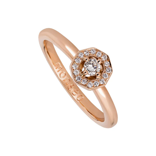 Anel Monseo Solitaire Ouro e Diamantes