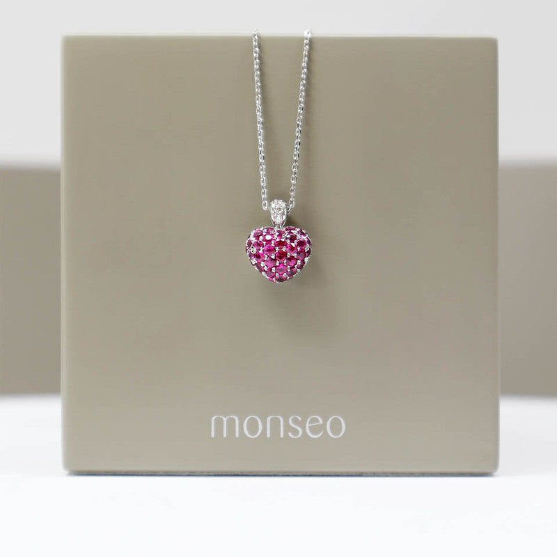 Colar Monseo Bold S Pure Love Ouro e Safiras Rosa