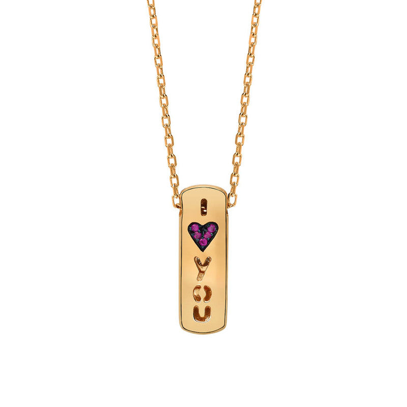 Colar I Love You Monseo Ouro, Diamante e Rubis